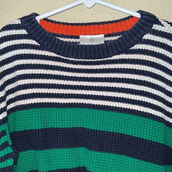 Hanna Andersson Blue and Green Crewneck striped Sweater top size 120 - Picture 2 of 6